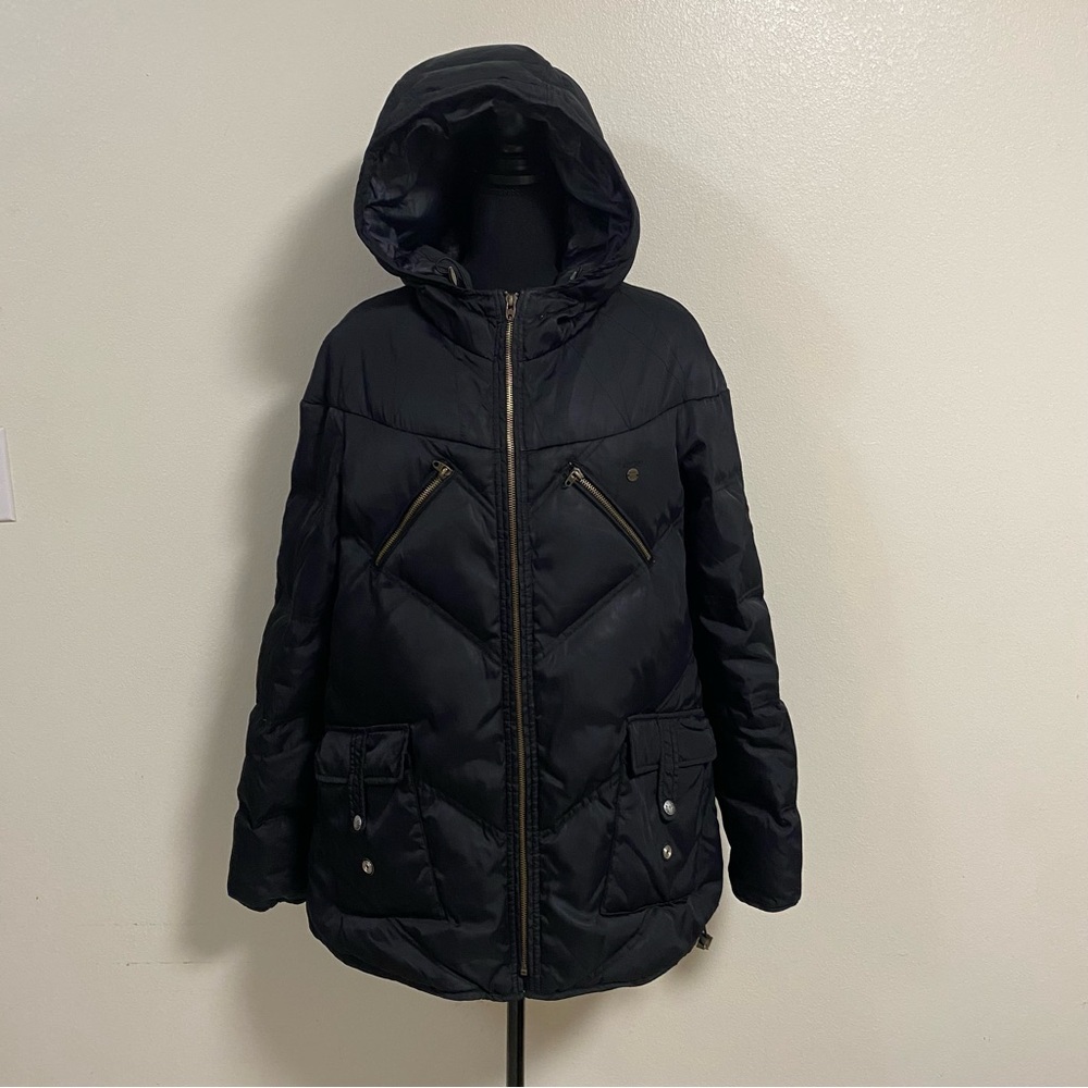 Diesel Parka Women’s Size Medium Black Quilted Down Hooded Parka Jacket